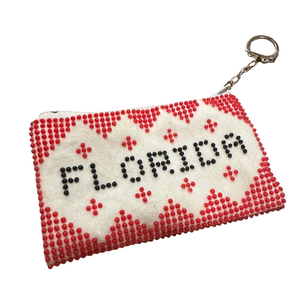 Vintage 1960s Beaded Florida Coin Kitschy Purse Collectible Made in Hong Kong